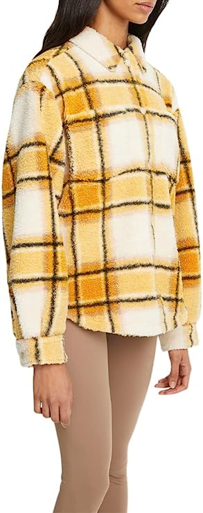Bandier Women's Cozy 100% Cotton Sherpa Jacket XXS , Button Closure, Relaxed Fit