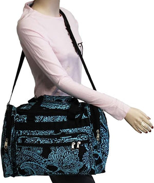 19" Fashion Prints Weekender Duffle Bag - Black Blue Paisley