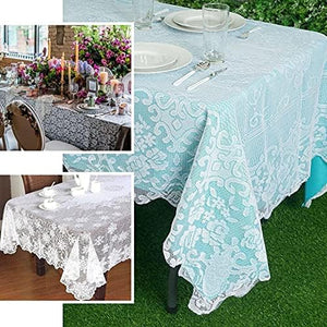 White Lace Rectangular Tablecloth 54" x 72" - Elegant, Reusable, High Quality