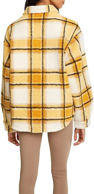 Bandier Women's Cozy 100% Cotton Sherpa Jacket XXS , Button Closure, Relaxed Fit