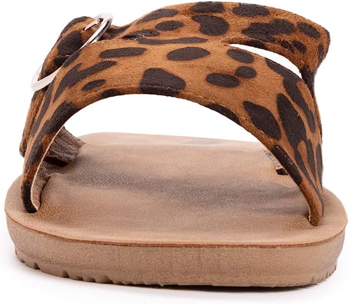 MUK LUKS Women's About You Tan Animal Print Slide Sandals 8 US
