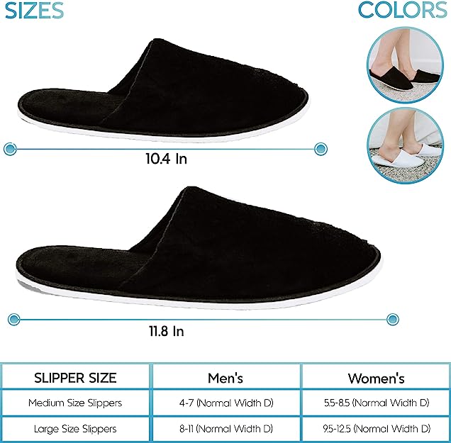 12 Pairs Cotton Velvet Disposable Spa Slippers | Thick, Soft, Non-Slip | Home, Hotel, Commercial Use