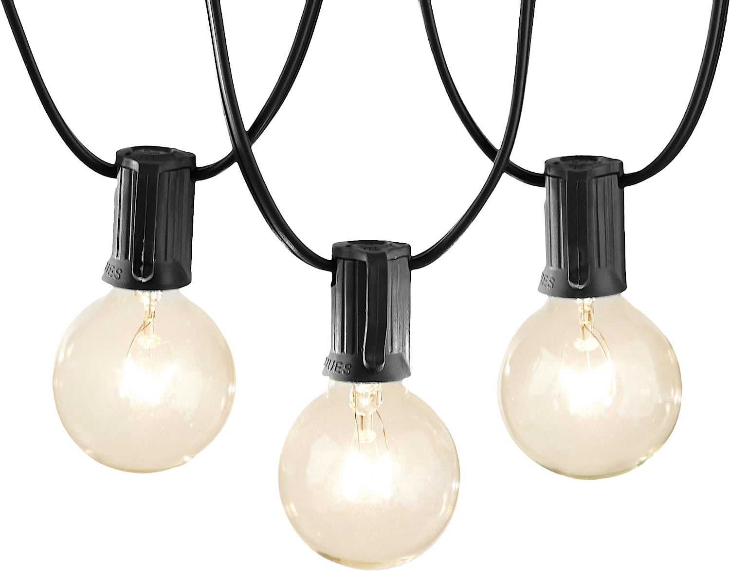 25ft Black Patio String Lights with 25 Clear G40 Globe Bulbs