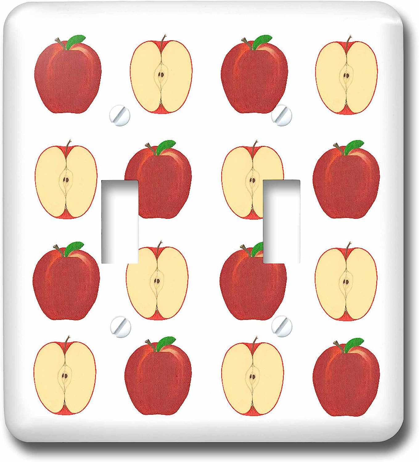 Double Toggle Switch with Red Apple Slice Painting