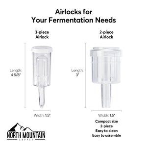 3-Pack 2-Piece Plastic Airlocks for Fermentation - Wine, Beer, & Fermented Foods