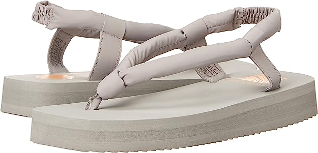 Coolway Women's Beach Sandal Flats - Gry, 7.5 - Rubber Sole, Soft Upper