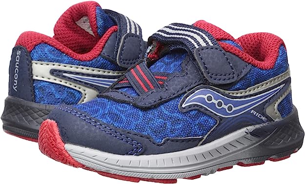 Saucony Ride 10 Jr Navy/Red Wide 4.5 US Little Kid Running Shoes