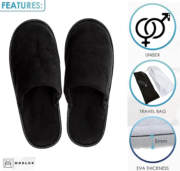 12 Pairs Cotton Velvet Disposable Spa Slippers | Thick, Soft, Non-Slip | Home, Hotel, Commercial Use
