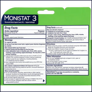 Monistat 3-Day Yeast Infection Treatment | 3 Pre-Filled Cream Applicators 08/24