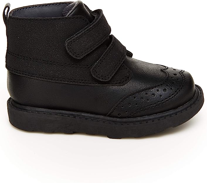 Carter's Boys Bennie Black Toddler Dress Boots with Wingtip Detailing 5 Toddler