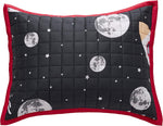 Kids Reversible Cotton Quilt Pillowcase - Flaming Red & Space Rockets