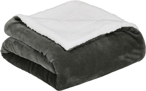 Charcoal Micromink Sherpa Throw Blanket | Cozy & Versatile | Machine Washable