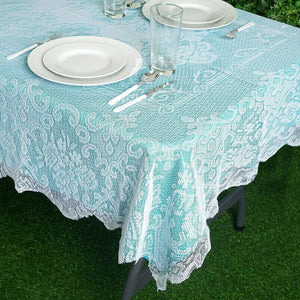 White Lace Rectangular Tablecloth 54" x 72" - Elegant, Reusable, High Quality
