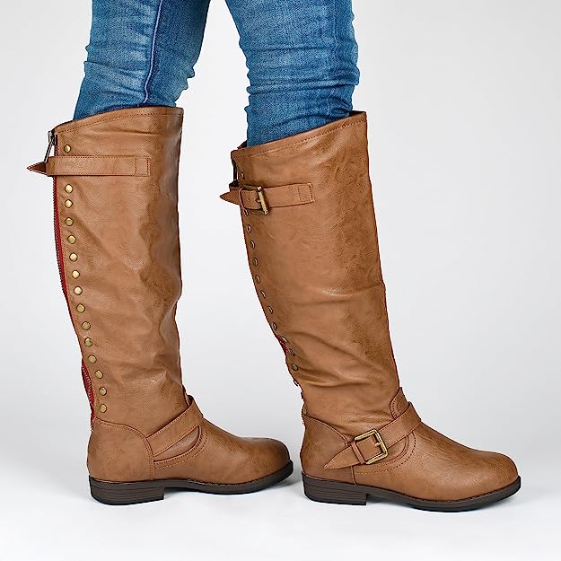 Spokane Studded Knee High Riding Boots 7.5M | Vegan Leather | Regular Calf
