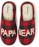 Dearfoams Men's Buffalo Check Papa Bear Slippers - Red Plaid, Small