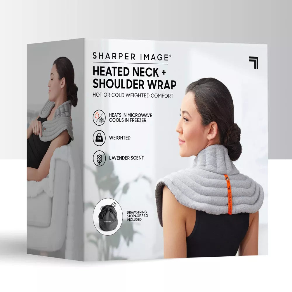 Sharper Image Heated Neck and Shoulder Aromatherapy Wrap Body Massager | Soothe Muscle Pain and Tension
