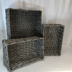 Faux Wicker Storage Bins Set of 3 - Natural Look, Durable Construction