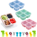4-Pack Bento Lunch Boxes - BPA-Free, Reusable Food Storage Containers