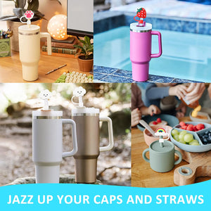 4 Reusable Silicone Straw Toppers - 0.4 Inch (10mm) - BPA Free - Easy to Clean