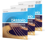  D'Addario Phosphor Bronze Acoustic Guitar Strings, EJ16-3D, 12-53 Light, 3-Pack