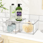 2-Pack Stackable Acrylic Makeup Organizers - Clear Storage Drawers with Handles