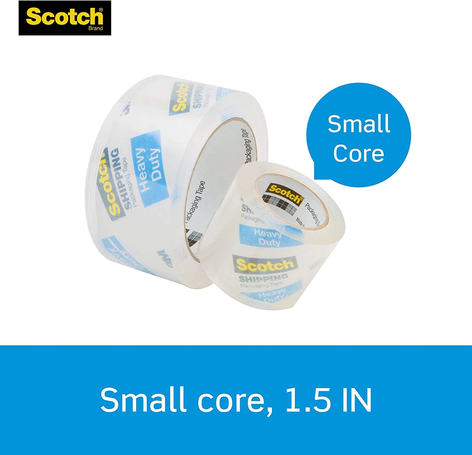 Scotch Heavy Duty Packaging Tape 1.88" x 22.2 yd, Clear, 6 Rolls with Dispenser