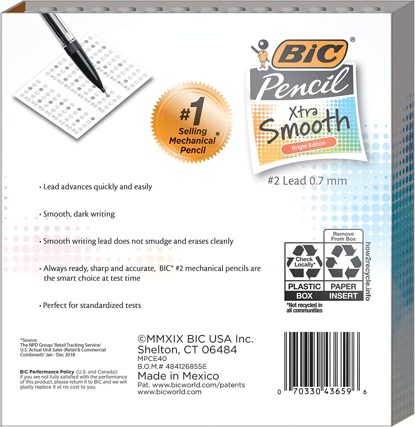 40-Count Bright Edition BIC Xtra-Smooth Mechanical Pencils, Medium Point (0.7mm)
