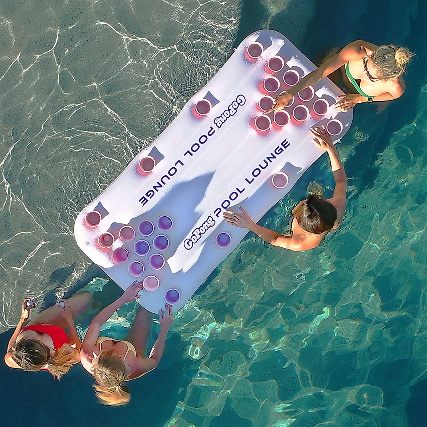 Inflatable Pool Beer Pong Table with Social Floating - Gopong, White