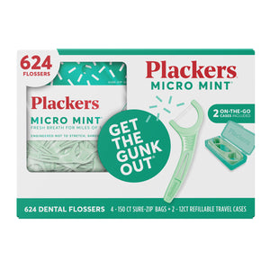 Plackers Micro Mint Dental Flossers, 624 count, + 2 On-the-Go Cases