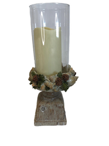 13" Seashell Pedestal Candle Holder by Valerie