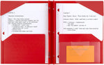 Red 2-Pocket Plastic Folder with Stay-Put Tabs, Fits 3-Ring Binders