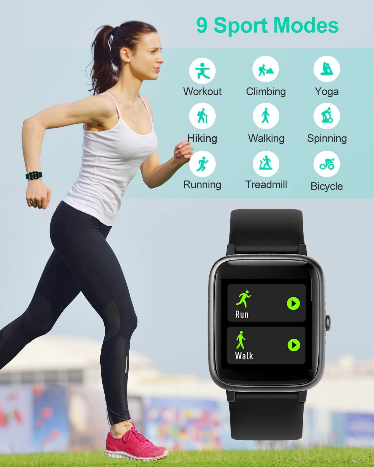 GRV Smart Watch for Men Women Fitness Tracker Heart Rate Sleep IP68
