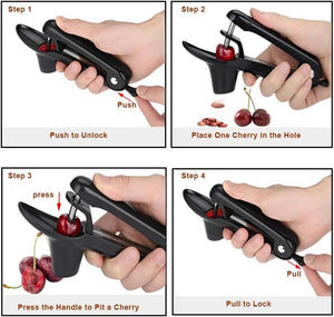 Quick and Easy Cherry Pitter Tool - Stainless Steel & Food-Grade Silicone