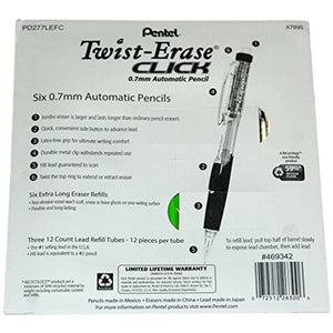 Pentel Twist-Erase Click Automatic Pencil Set 0.7mm Long Eraser Refills, 15 Pack