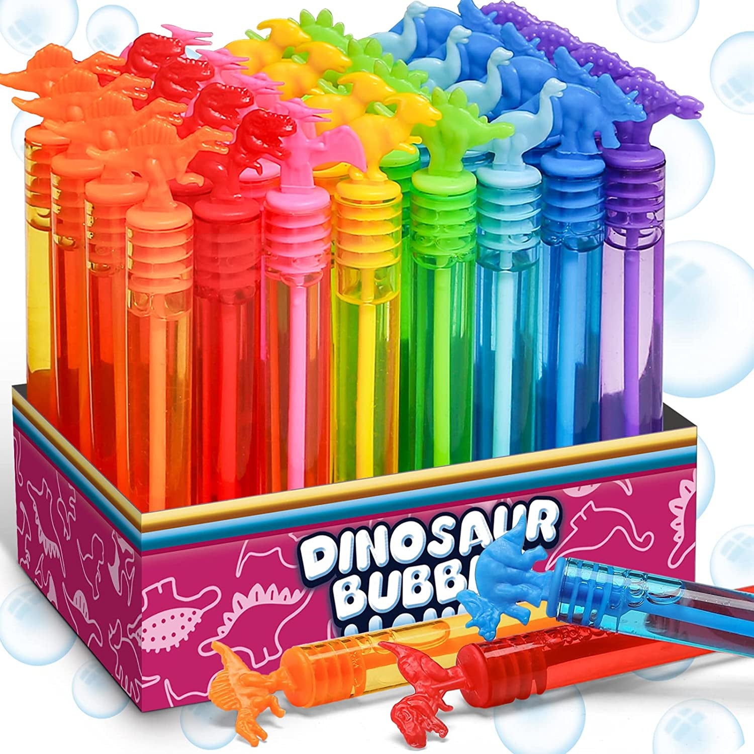  32-Pack Dinosaur Bubble Wands - Fun Party Favors with Gift Box