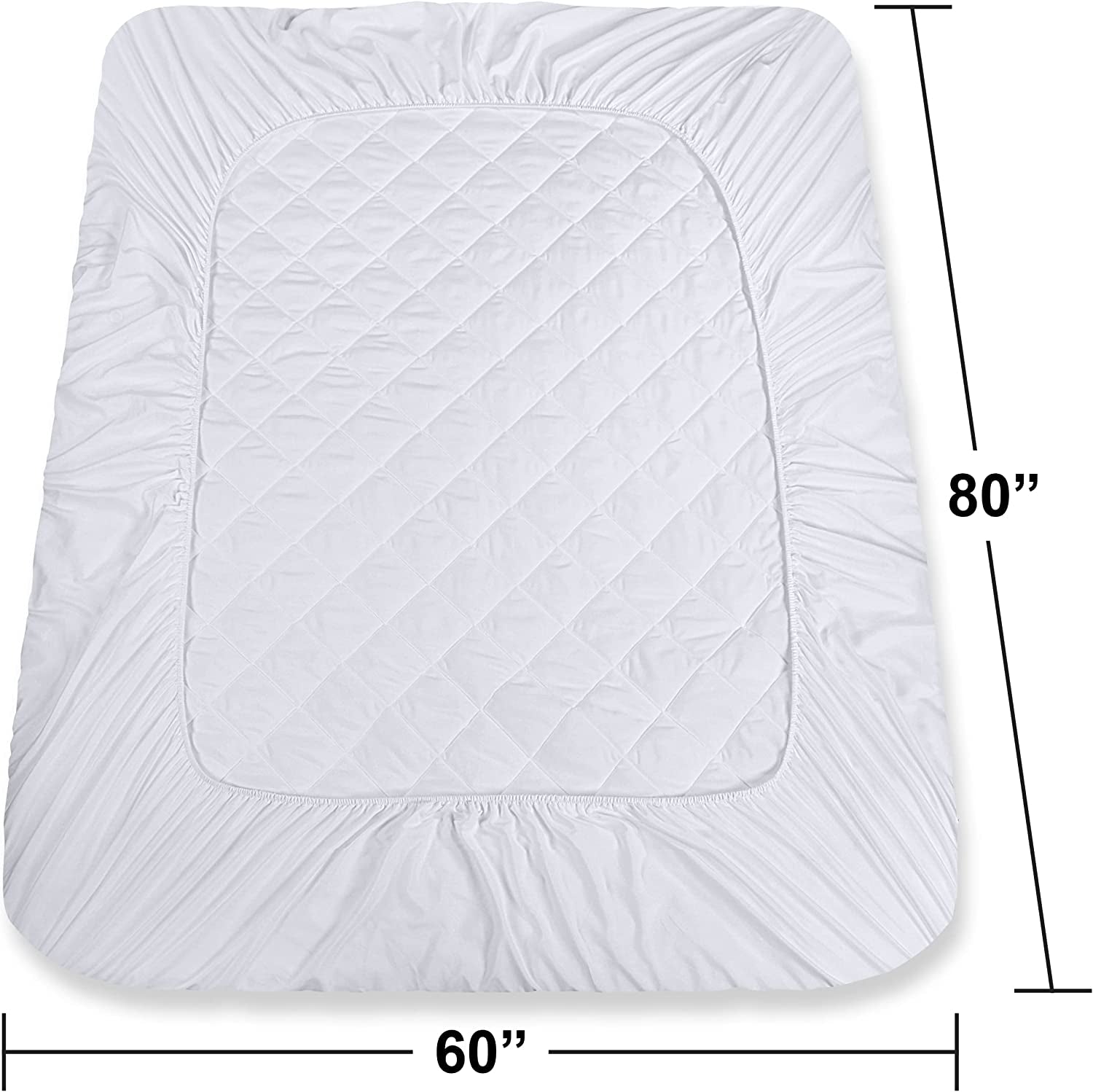 Queen Mattress Pad - Quilted, Fitted, Machine Washable, 60x80 inches