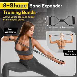 Resistance Band Set for Men and Women - 5 Levels of Resistance - Workout Bands for Home Gym, Yoga, Pilates, Physical Therapy, Strength Training