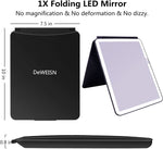 Rechargeable Folding LED Lighted Makeup Mirror with 3 Colors Light Modes