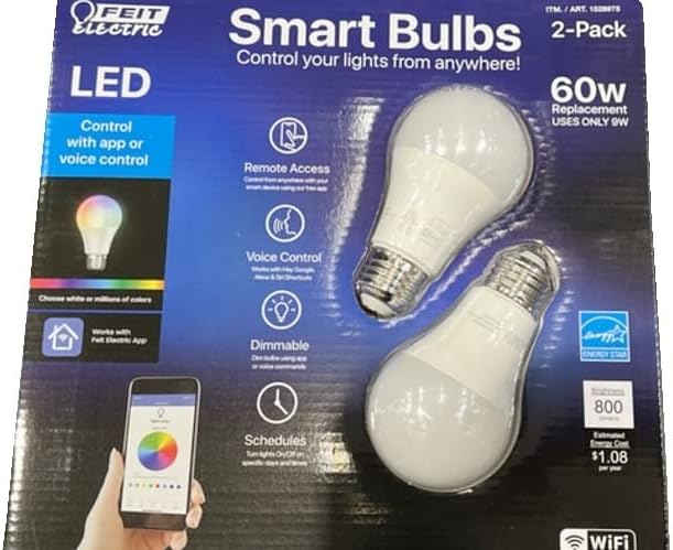 FEIT Electric Wi-Fi Smart Bulb 2-Pack | Control Your Lights from Anywhere