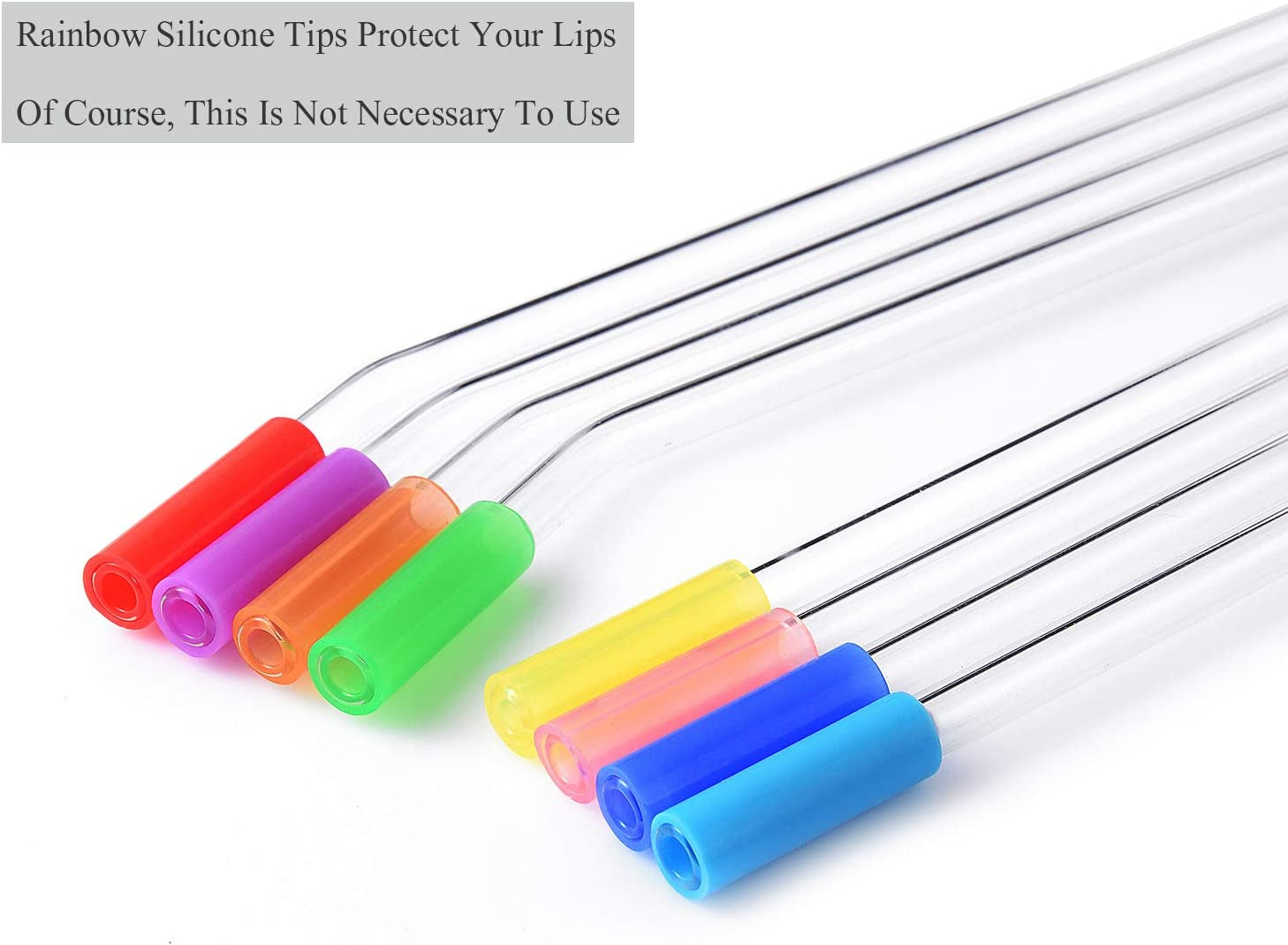 8 Reusable Glass Straws with Cleaning Brushes and Silicone Tips for 30oz Tumbler