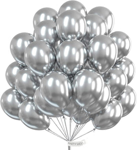 50pcs 12 inch Metallic Silver Balloons - Wedding Birthday Party Decorations