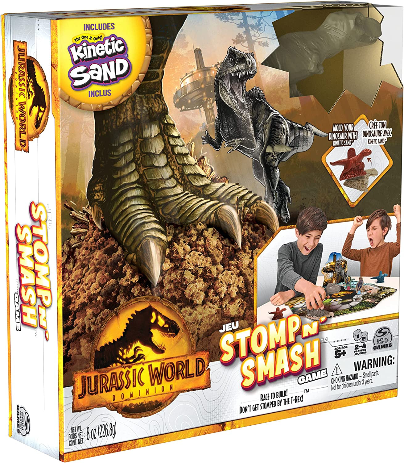 Jurassic World Dominion Stomp N' Smash Board Game with Kinetic Sand - Ages 5+