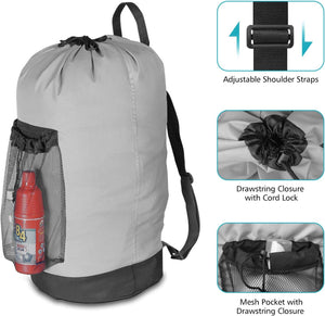Large Capacity Laundry Backpack with Adjustable Shoulder Straps and Mesh Pocket