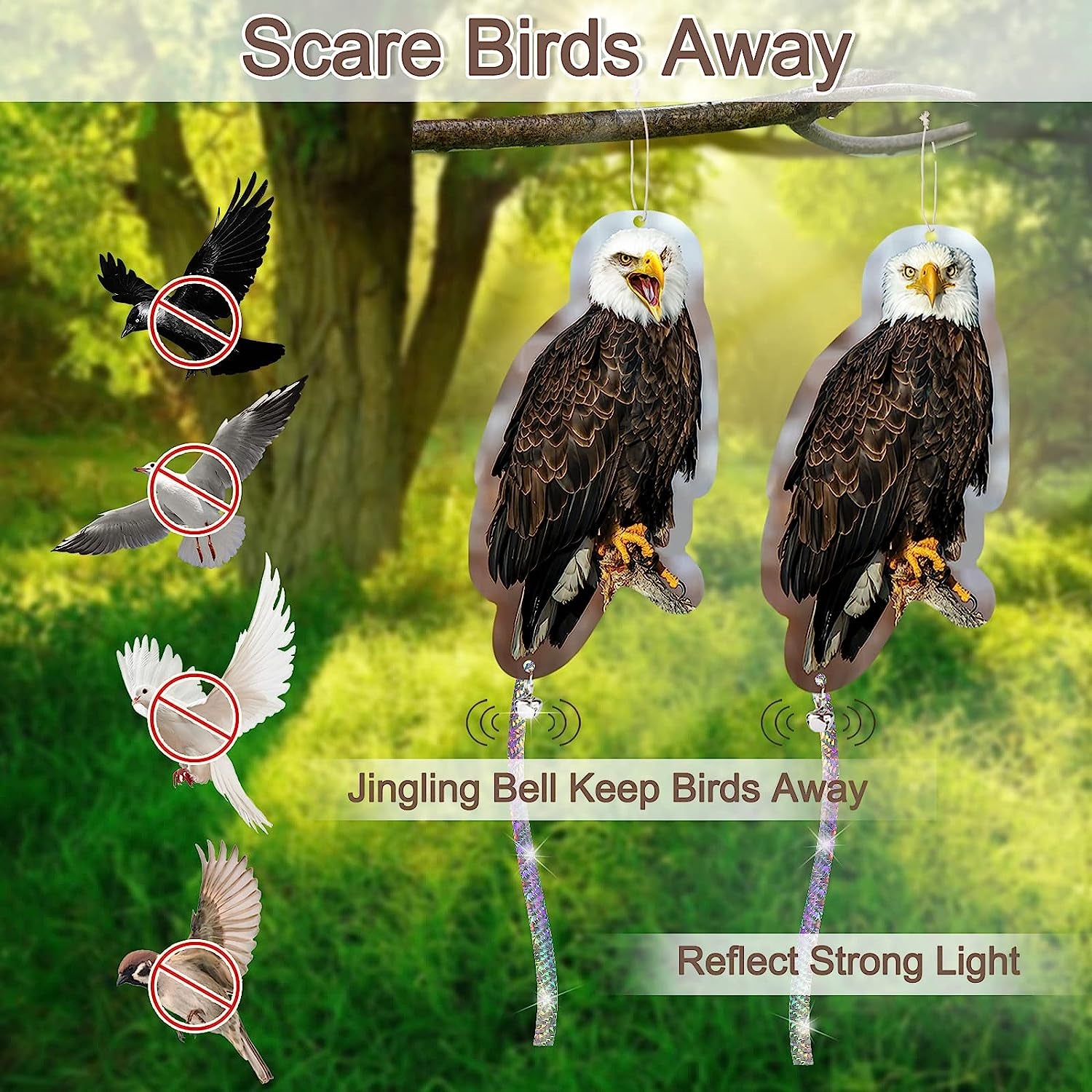 4 Pack Reflective Owl Bird Scarers - Effective & Harmless Way to Keep Birds Away