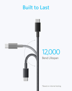  Anker 60W USB-C to USB-C Cable - Fast Charge for MacBook Pro, iPad Pro, Galaxy S23, Pixel 7, Switch