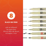 Assorted Black Fineliner Pens - Archival Ink, Assorted Point Sizes