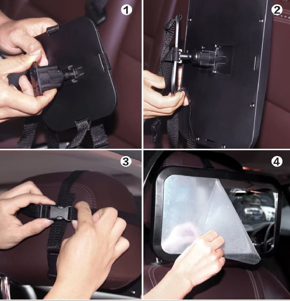 Shynerk Rear Facing Car Seat Mirror - Wide View, Shatterproof, Easy Assembled