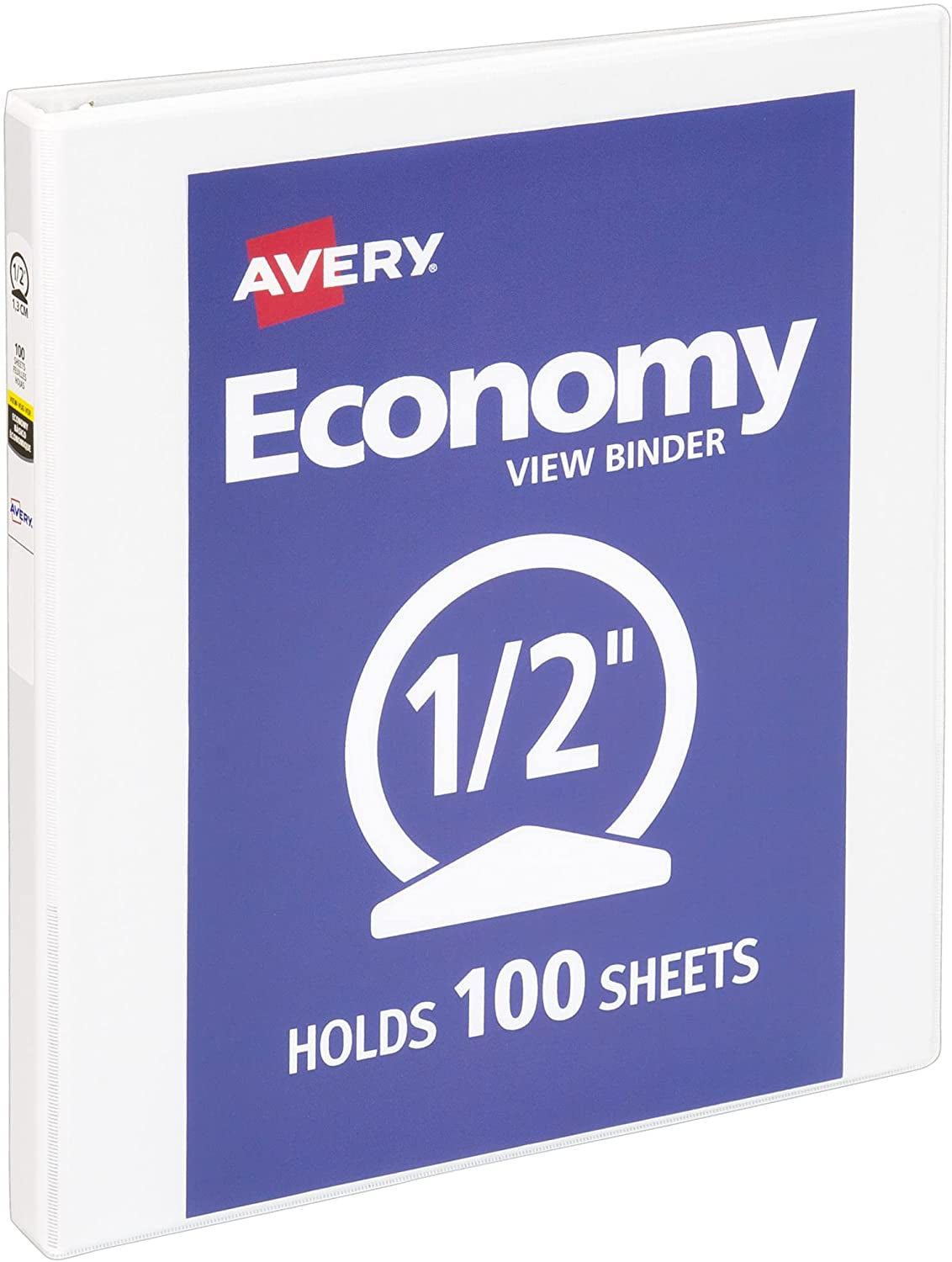 White Economy 3-Ring Binder with 0.5" Round Rings - Holds 100 Sheets 
