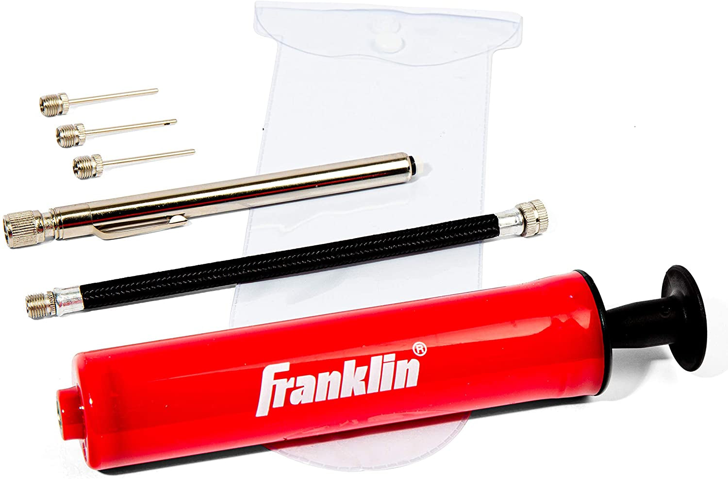 Franklin Sports Ball Pump Kit - 7.4" Pump with Needles, Gauge & Carry Bag
