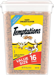 TEMPTATIONS Cat Treats - Tasty Chicken Flavor, 16 Oz. Tub